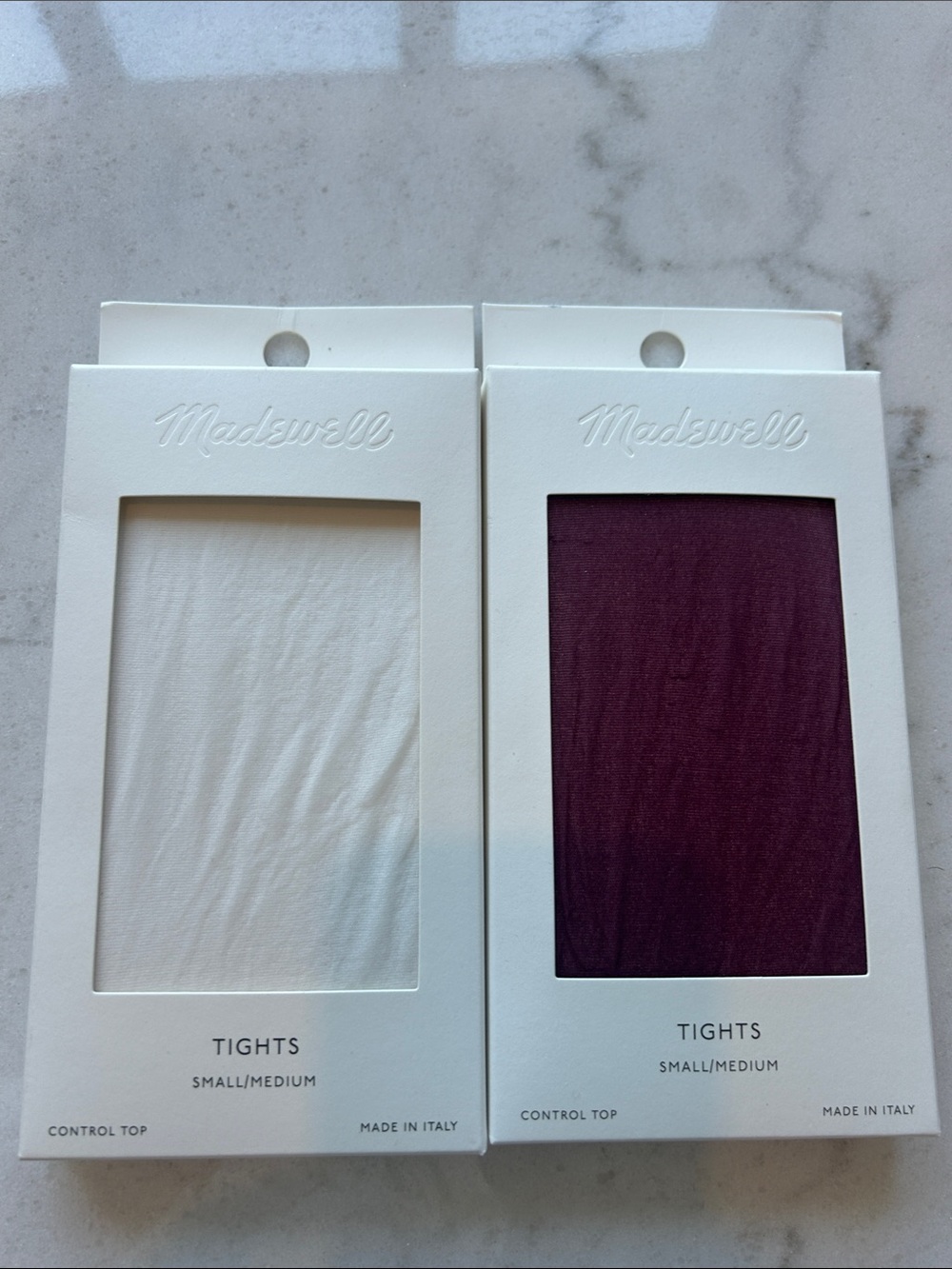 NWT 2 Pack Madewell Semisheer Control Top Tights in Cream&Pomegranate